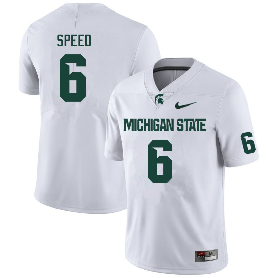Men #6 Ameer Speed Michigan State Spartans College Football Jerseys Sale-White